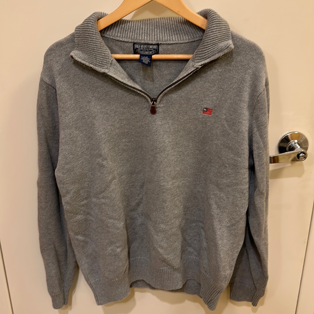 Used Polo Jeans Company by Ralph Lauren men’s L grey sweater with 1/4 zip